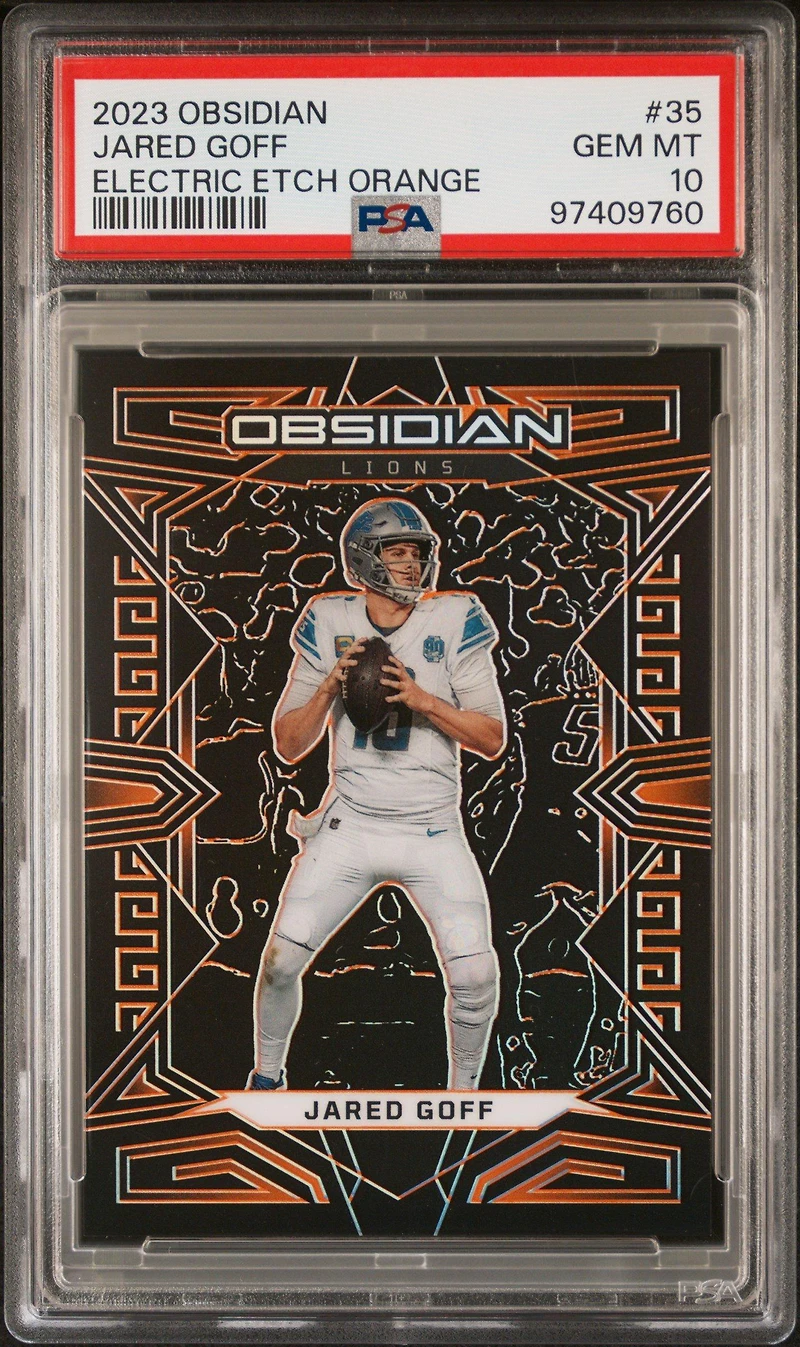 2023 Panini Obsidian 35 Jared Goff Electric Etch Orange PSA 10