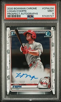 2020 Bowman Chrome Prospect Autographs Cpaloh Logan O'hoppe PSA 9