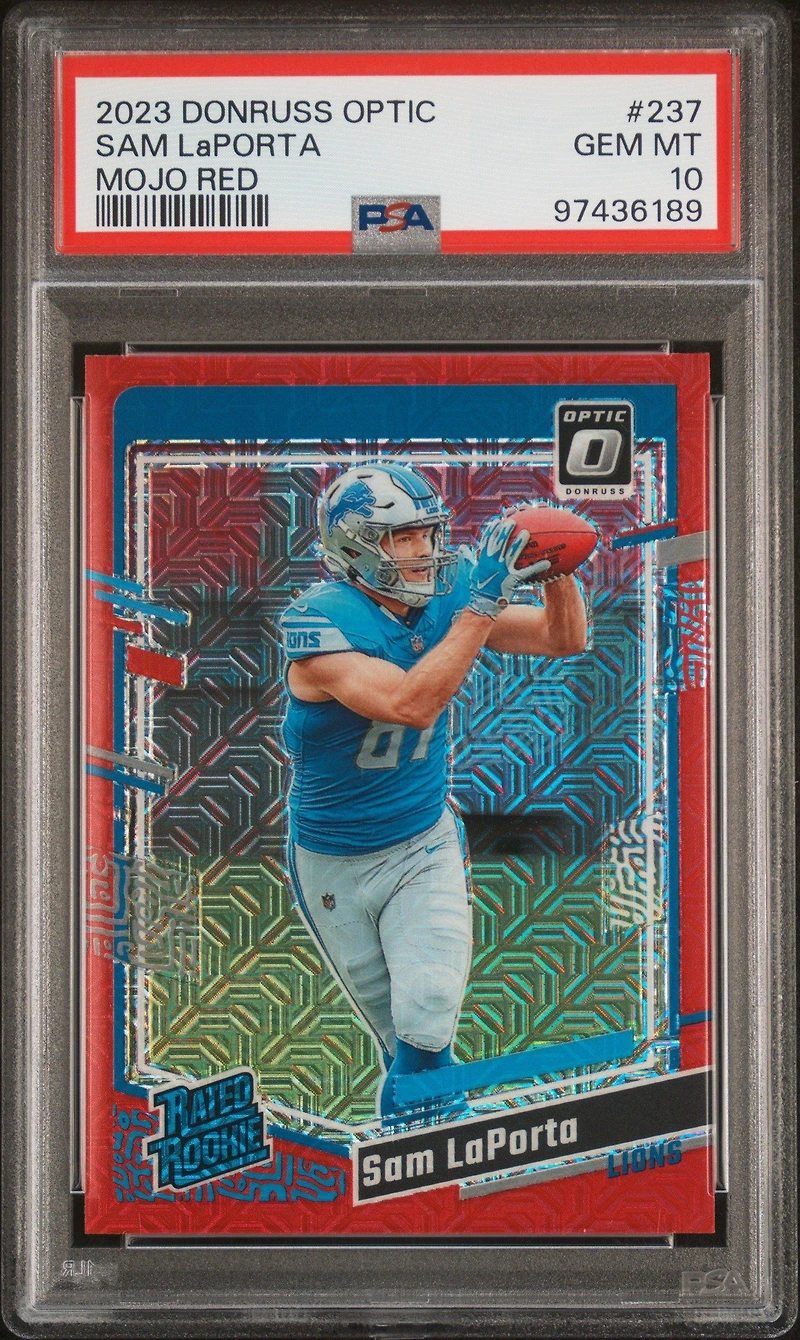 2023 Panini Donruss Optic 237 Sam Laporta Mojo Red PSA 10