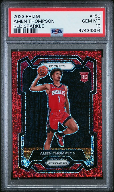2023 Panini Prizm 150 Amen Thompson Red Sparkle PSA 10