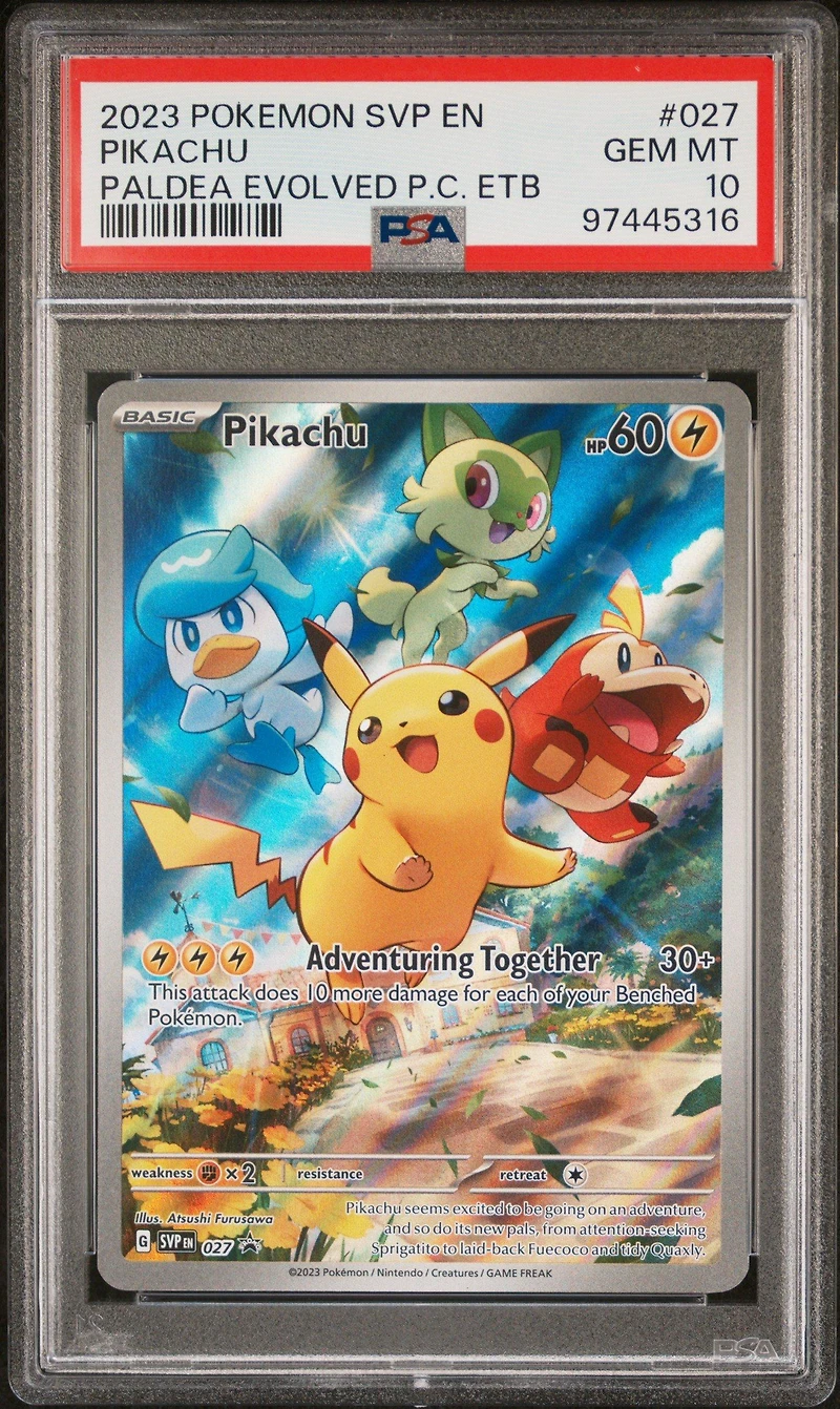 2023 Pokemon Svp En-sv Black Star Promo 027 Pikachu Paldea Evolved Pokemon Center Elite Trainer Box PSA 10