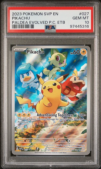 2023 Pokemon Svp En-sv Black Star Promo 027 Pikachu Paldea Evolved Pokemon Center Elite Trainer Box PSA 10