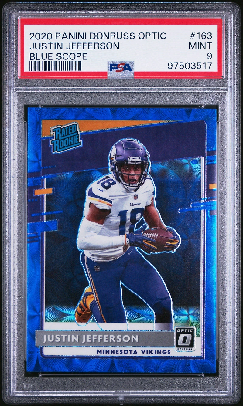 2020 Panini Donruss Optic 163 Justin Jefferson Blue Scope PSA 9