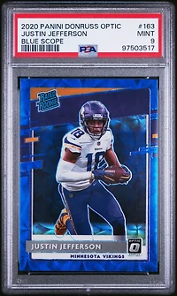 2020 Panini Donruss Optic 163 Justin Jefferson Blue Scope PSA 9