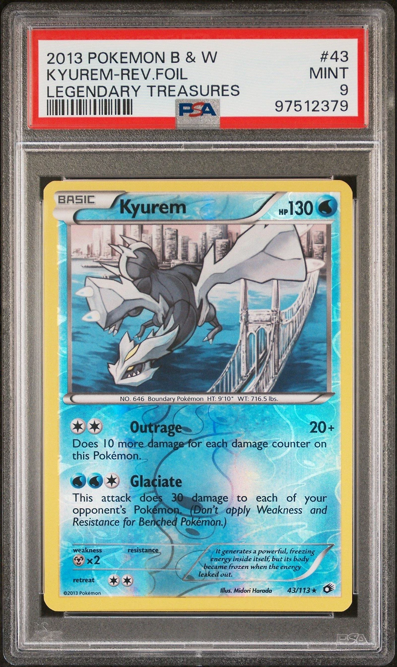 2013 Pokemon Black & White Legendary Treasures 43 Kyurem-reverse Foil PSA 9