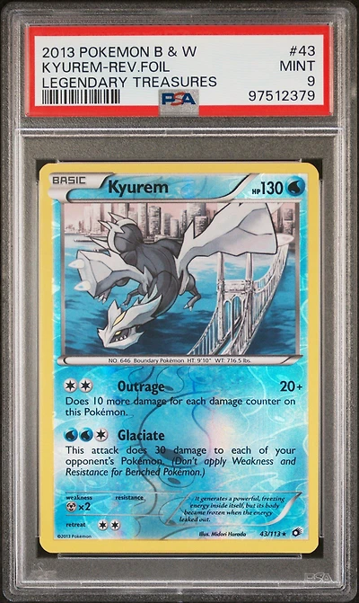 2013 Pokemon Black & White Legendary Treasures 43 Kyurem-reverse Foil PSA 9