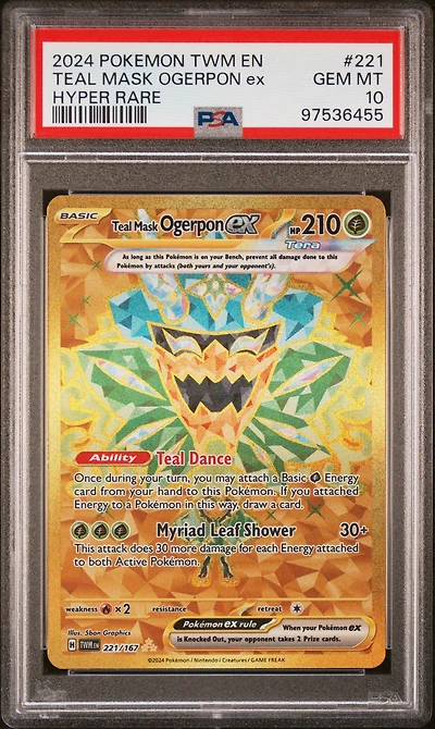 2024 Pokemon Twm En-twilight Masquerade 221 Teal Mask Ogerpon Ex Hyper Rare PSA 10