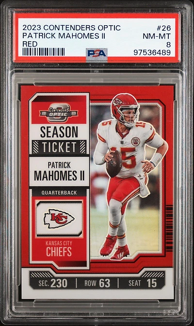2023 Panini Contenders Optic 26 Patrick Mahomes Ii Red PSA 8