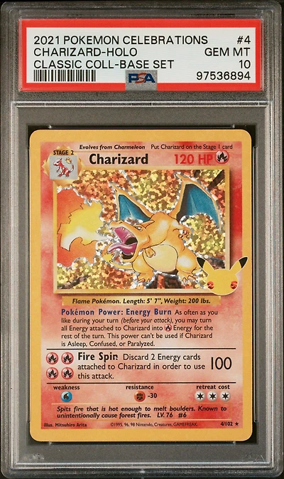 2021 Pokemon Celebrations Classic Collection 4 Charizard-holo PSA 10