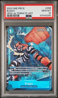 2023 One Piece Op02-paramount War 058 Buggy Alternate Art PSA 10