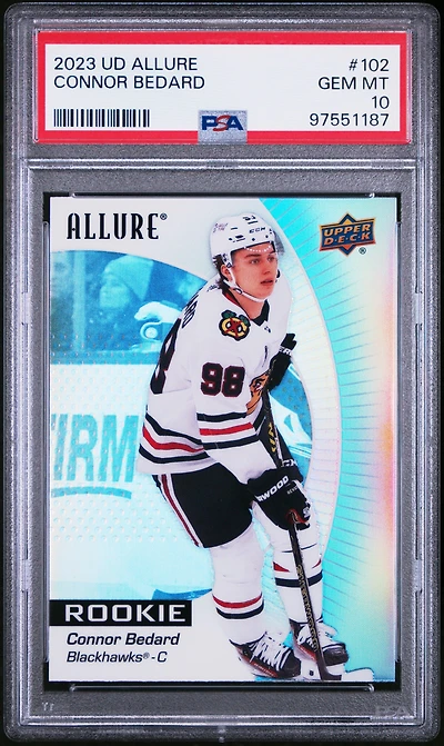 2023 Upper Deck Allure 102 Connor Bedard PSA 10
