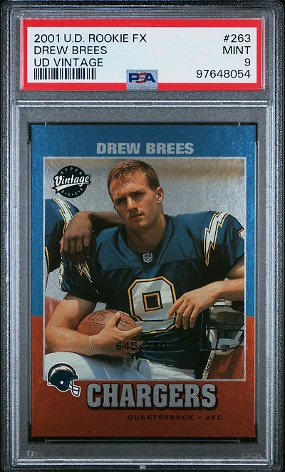 2001 Upper Deck Rookie F/x 263 Drew Brees Ud Vintage PSA 9