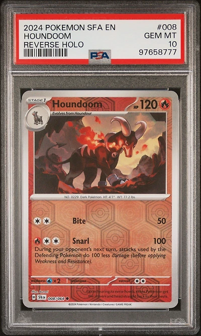 2024 Pokemon Sfa En-shrouded Fable 008 Houndoom Reverse Holo PSA 10