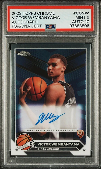 2023 Topps Chrome Topps Chrome Autographs Cgvw Victor Wembanyama PSA 9