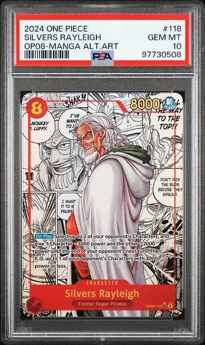 2024 One Piece Two Legends 118 Silvers Rayleigh Manga Alternate Art PSA 10