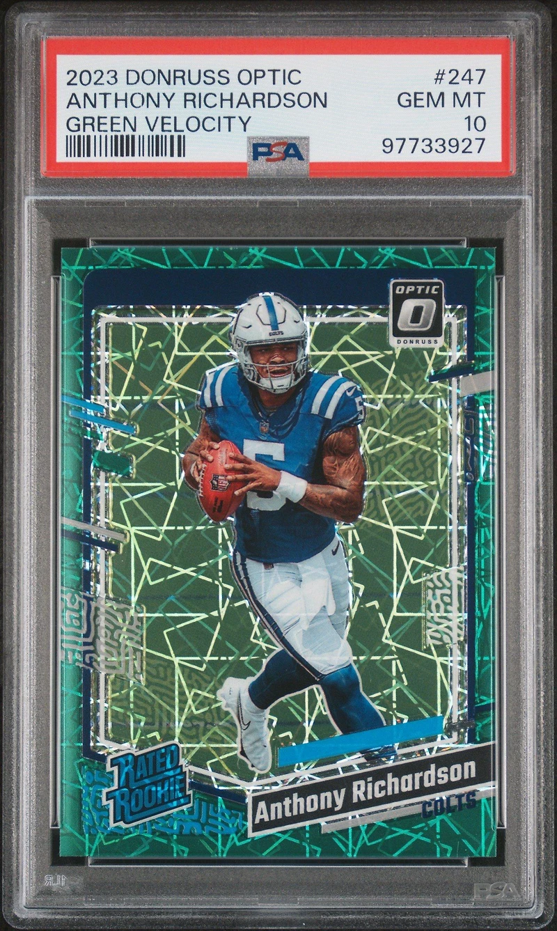 2023 Panini Donruss Optic 247 Anthony Richardson Green Velocity PSA 10