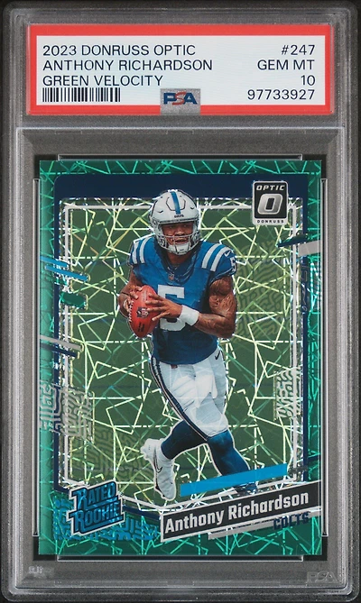 2023 Panini Donruss Optic 247 Anthony Richardson Green Velocity PSA 10