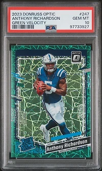 2023 Panini Donruss Optic 247 Anthony Richardson Green Velocity PSA 10