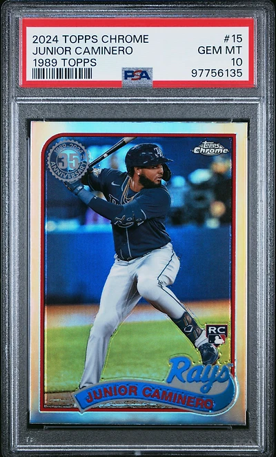 2024 Topps Chrome 1989 Topps Baseball 15 Junior Caminero PSA 10