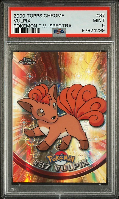 2000 Topps Chrome Pokemon T.v. 37 Vulpix Spectra PSA 9