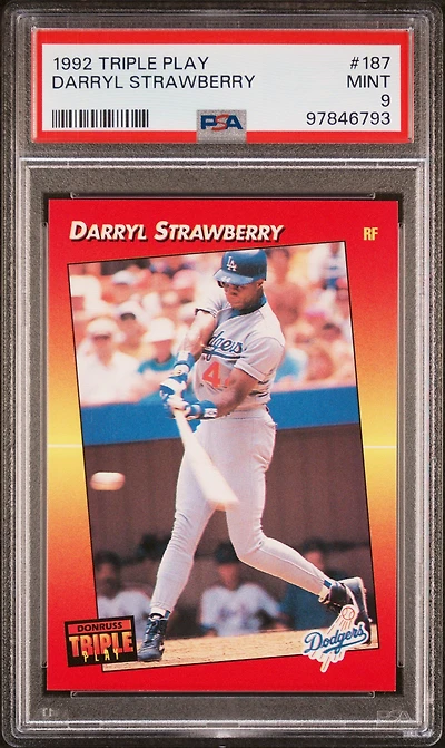 1992 Donruss Triple Play 187 Darryl Strawberry PSA 9