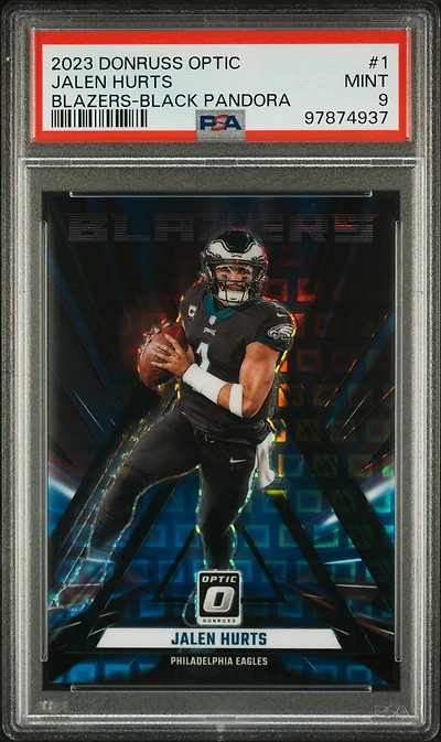 2023 Panini Donruss Optic Blazers 1 Jalen Hurts Black Pandora PSA 9