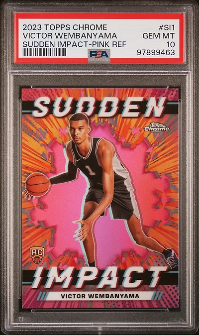 2023 Topps Chrome Sudden Impact Si1 Victor Wembanyama Pink Refractor PSA 10