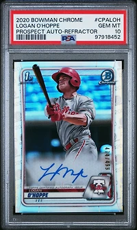 2020 Bowman Chrome Prospect Autographs Cpaloh Logan O'hoppe Refractor PSA 10