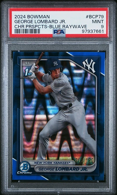 2024 Bowman Chrome Prospects Bcp79 George Lombard Jr. Blue Raywave PSA 9