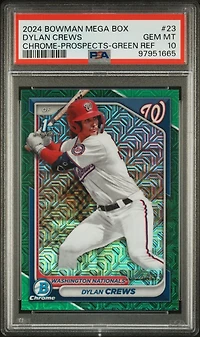 2024 Bowman Mega Box Chrome Prospects 23 Dylan Crews Green Refractor PSA 10