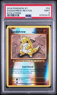 2016 Pokemon Xy Evolutions 54 Sandshrew-reverse Foil PSA 9