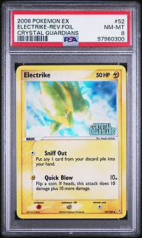 2006 Pokemon Ex Crystal Guardians 52 Electrike-reverse Foil PSA 8