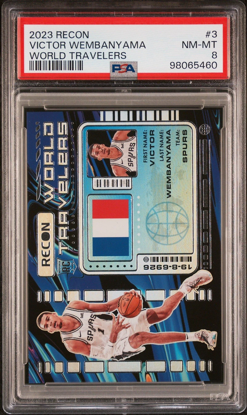 2023 Panini Recon World Travelers 3 Victor Wembanyama PSA 8