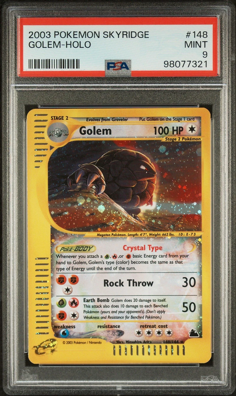 2003 Pokemon Skyridge 148 Golem-holo PSA 9