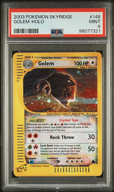 2003 Pokemon Skyridge 148 Golem-holo PSA 9