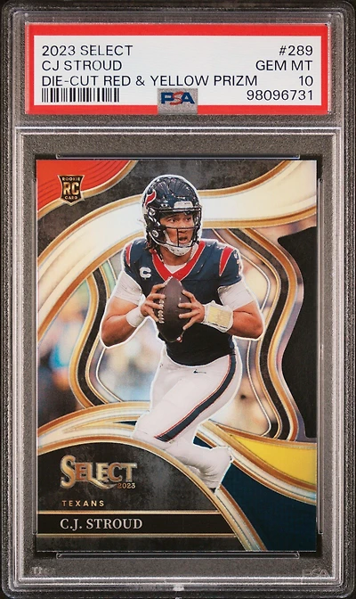2023 Panini Select 289 Cj Stroud Die-cut Red & Yellow Prizm PSA 10