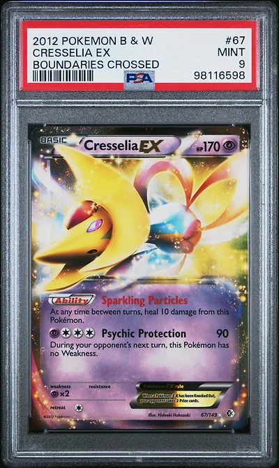 2012 Pokemon Black & White Boundaries Crossed 67 Cresselia Ex PSA 9