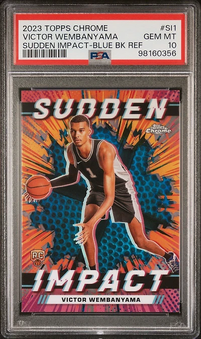 2023 Topps Chrome Sudden Impact Si1 Victor Wembanyama Blue Basketball Refractor PSA 10