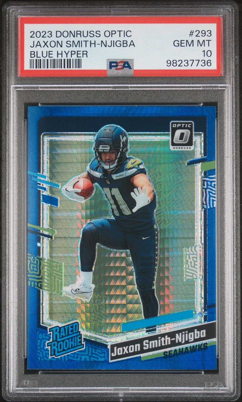 2023 Panini Donruss Optic 293 Jaxon Smith-njigba Blue Hyper PSA 10