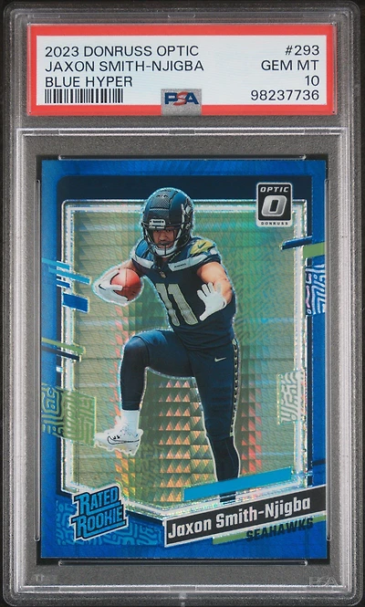 2023 Panini Donruss Optic 293 Jaxon Smith-njigba Blue Hyper PSA 10