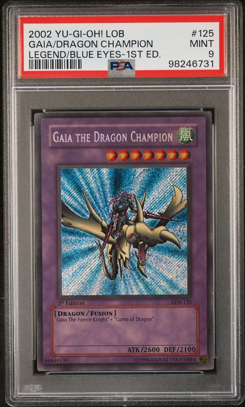 2002 Yu-gi-oh! Lob-legend Of Blue Eyes White Dragon 125 Gaia The Dragon Champion 1st Edition PSA 9