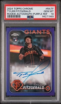 2024 Topps Chrome Rookie Autographs Ratf Tyler Fitzgerald Purple Refractor PSA 10