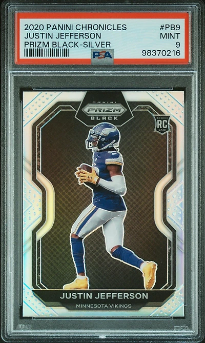 2020 Panini Chronicles Prizm Black Pb9 Justin Jefferson Silver PSA 9