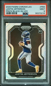 2020 Panini Chronicles Prizm Black Pb9 Justin Jefferson Silver PSA 9