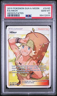 2019 Pokemon Sun & Moon Hidden Fates Sv85 Full Art/hiker PSA 10