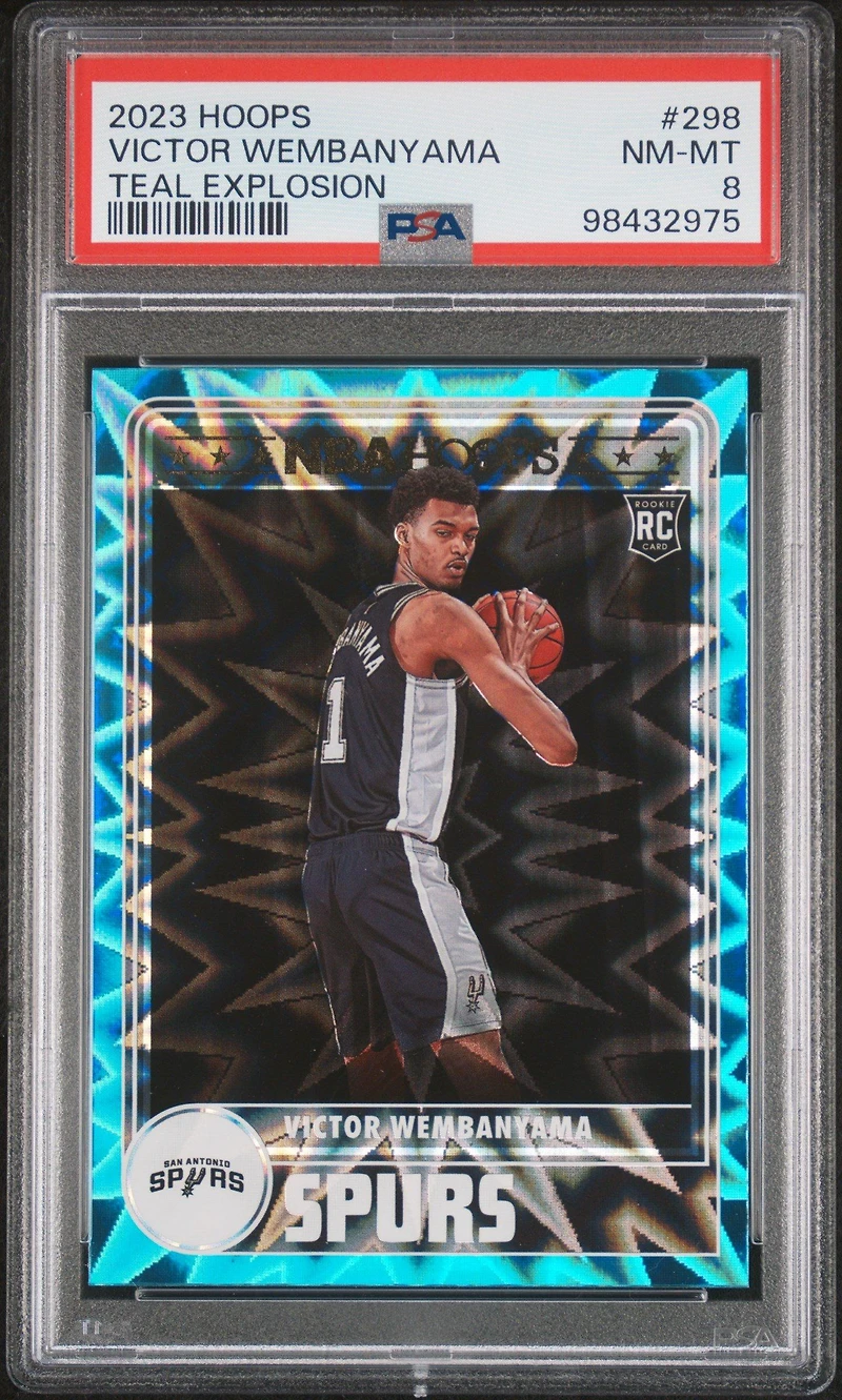 2023 Panini Nba Hoops 298 Victor Wembanyama Teal Explosion PSA 8