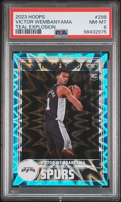 2023 Panini Nba Hoops 298 Victor Wembanyama Teal Explosion PSA 8