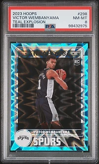 2023 Panini Nba Hoops 298 Victor Wembanyama Teal Explosion PSA 8