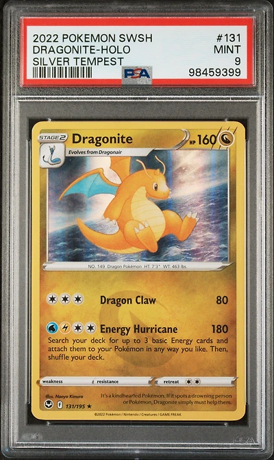 2022 Pokemon Sword & Shield Silver Tempest 131 Dragonite-holo PSA 9