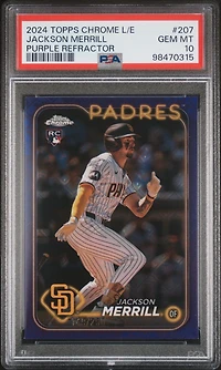 2024 Topps Chrome Logofractor Edition 207 Jackson Merrill Purple Refractor PSA 10